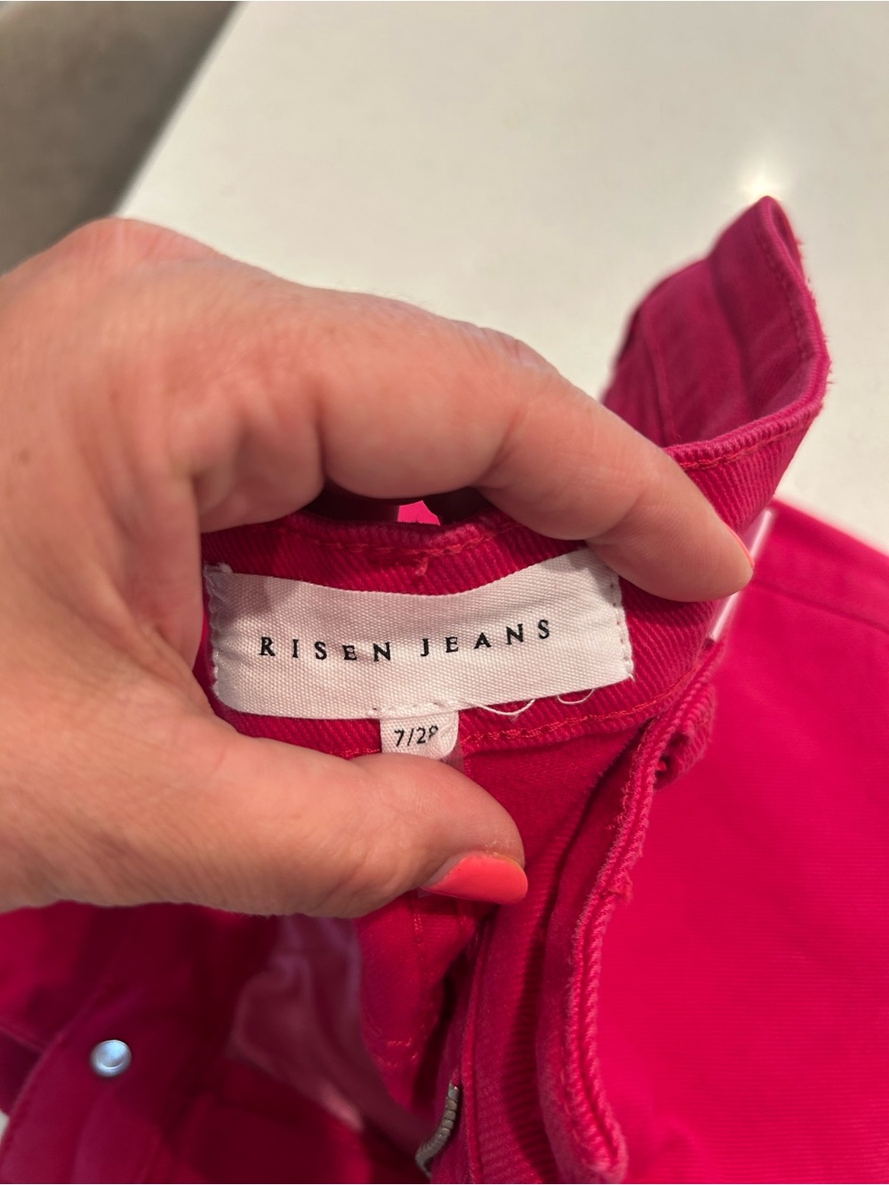 Risen Jeans High-Rise Slim Jeans in Bright Pink